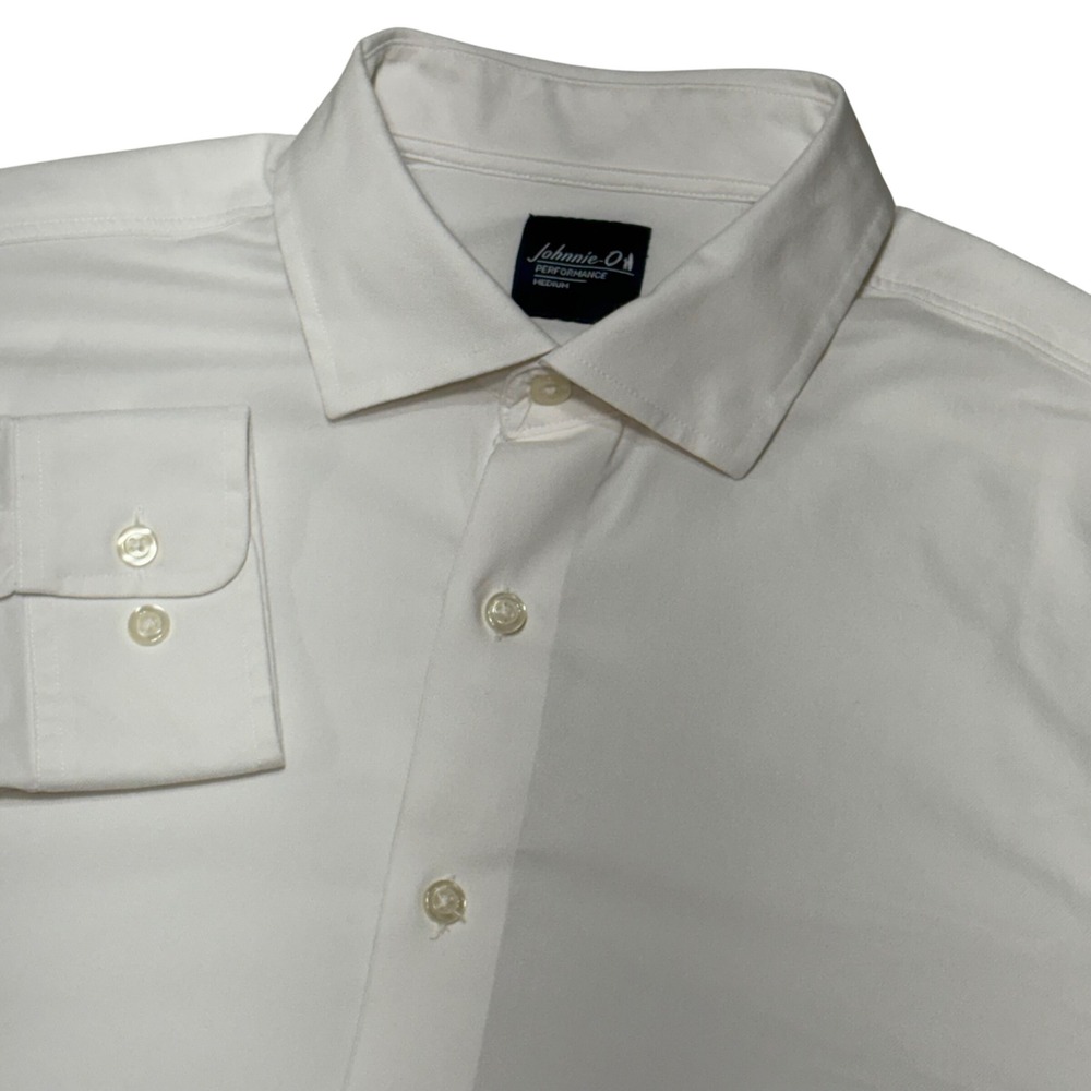 Johnnie-O Performance Travis Shirt Mens M White Long Sleeve JMWL101080 Stretch